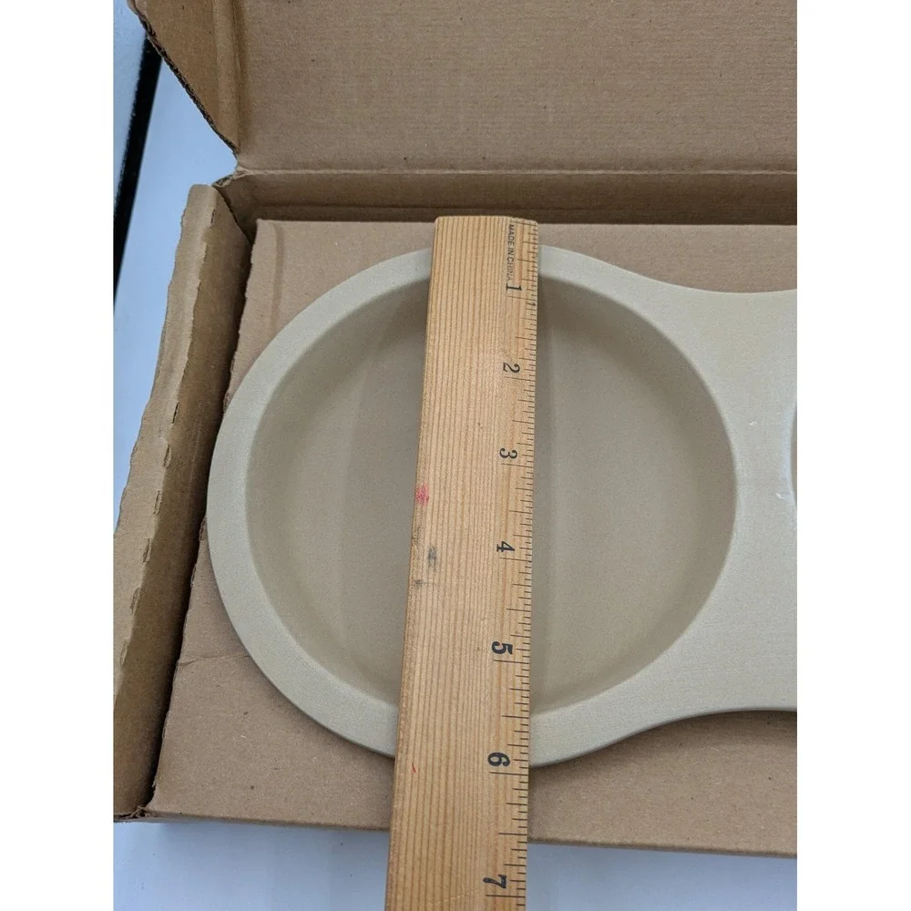Pampered Chef Microwave Egg Cooker Stoneware 1372 Beige Double Well USA Tray